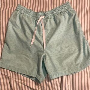 Light Blue Patterned Swim Shorts